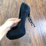 House of Harlow 1960 • Stormy Snake Court Heels pumps black suede platform Size 5.5 Photo 8