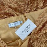 In The Style NWT Exclusive Gold Sequin Ruched Holiday Off Shoulder Mini Dress 12 Photo 7