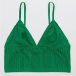 Aerie NWT Green Size Medium Longline Cable Lace Bralette Photo 6