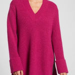 Athleta NWT Shasta V Neck Sweater Oversized Pink Wool Blend XS Photo 0