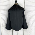 Vera Wang Simply Vera Puffer Jacket Faux Fur Collar Hood Black Medium Balloon Sleeve Photo 6
