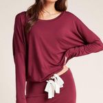 Eberjay Eberjey Heather burgundy tie waist long sleeve sleep top Medium Photo 0