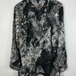 Erika Blouse 1X Black White Abstract Sequin V-Neck Boho Career Workwear Top Photo 0