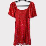 ASOS Shirred Red Ditsy Floral Faux Wrap Dress Size 6 Photo 1