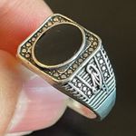 Casual black obsidian S925 silver ring size 9.75 Photo 6