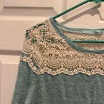 Maurice's Womens XL Top Blue Crochet Lace Crew Neck 3/4 Sleeve Pullover Photo 1