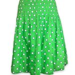 J.Crew Skirt Bright Green Pleated Cream Navy Polka Dots Retro Style Drop Waist Photo 3