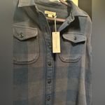 NWT Outerknown Blanket Shirt Dress in Navy/Plaid $168 MSRP Blue Photo 7