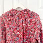 Boden Red Smocked Cuff Printed Split Neck Top Radish Oriental Paradise T0914 12 Photo 11