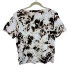 Calvin Klein  Brown Cream Tie Dye Short Sleeve Stretchy Pullover Blouse Size M Photo 1