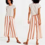 Madewell  Orange White‎ Striped Huston Pull On Crop Wide Leg Pants Photo 1