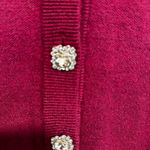 Tahari  Magenta Cardigan Jeweled Buttons. Thick Stretch. V Neck. Long Sleeve. XS Photo 9