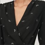 Maje  Black Rhinestone Paisley Draped Long Sleeve Mini Dress Size 38 Photo 2