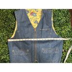 Vintage LizWear Bohemian Blue Yellow Floral Denim Reversible Vest Photo 5