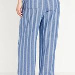 Old Navy NWT Blue White Striped High-Waisted Linen-Blend Wide-Leg Pants Photo 2