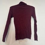J. McLaughlin  Arlette Sweater XS Knit Rib Stretch Button Turtleneck Solid Maroon Photo 3