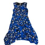 CAbi  #5576 Untamed Electric Blue Floral Dress‎ Asymmetrical Sleeveless Size Med Photo 6