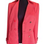 Tahari ASL Double Breasted Blazer w/ Belted Cuffs & Gold Buttons Orange Red SZ.4 Photo 11