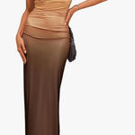 Strapless brown ombré bodycon maxi dress Photo 1