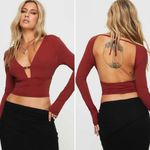 Princess Polly Maier Open Back Long Sleeve Top Red Sz 2 Photo 1