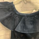 SALONI New Greta ruffle mini dress cotton velvet size dark navy US size 2 witchy Blue Photo 7