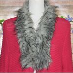 Jamie Gries Hot Pink Chunky Duster Cardigan Sweater Plus Size 1X Faux Fur Collar Photo 4