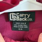 Vintage Carry Back LTD 100% Silk Ruffle Blouse Mock Neck Long Sleeve Top Sz 3/4 Red Photo 3