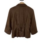 J.Jill Silk Linen Blend Lightweight Jacket Blazer 3/4 Sleeves Brown Womens XS Photo 2