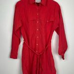 Ba&sh  Pearl Belted Red Lyocell blend Poplin Mini Shirt Dress Women’s Sz XS Photo 2