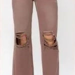 Altar'd State Mauve Distressed Flare Jeans Photo 0
