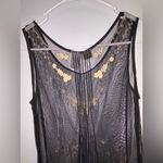 Leith  Black Mesh Cover Dress with Gold Embroidery Photo 5