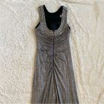 Cache Silver Metallic Beaded Embellished Evening Gown Maxi Dress 0 XS Y2K Photo 7