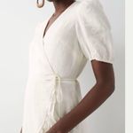 & Other Stories & Other Stories Linen Puff Short Sleeve Tie Waist Wrap Mini Dress White Size 8 Photo 2