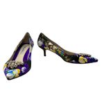 Brian Atwood Jael Kitten Heel Pumps Satin Floral Embellished Size 39‎ US 8 Purple Photo 3