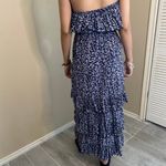 Yidarton Strapless Maxi Dress –Navy & White Floral Size S Blue Photo 2