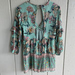 Raga Anthro  Botanic Enchantment Long Sleeve Mini Dress Green Metallic Floral M‎ Photo 8