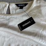 EXPRESS  Ivory Cream Satin Long Sleeve Cropped Shoulder Pad Blouse Top Size Small Photo 4