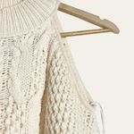 Intermix  Britta Ivory Cold Shoulder Cableknit Wool Sweater Size Petite Photo 5