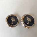 Palm Tree Moon Earrings Clip On Retro SC State Blue Photo 2