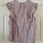 Dip Women Size L Light Pink Top With Flowers Flutter Sleeves Thin Light Weight Size L Photo 2