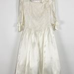 Gunne Sax  Vintage Ivory Ruffle Satin Dress Cottagecore Bridal Medium Photo 0