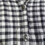20 SOUTH Black White Gingham Check Linen Button Up Shirt Top Plus Size 1X Photo 4