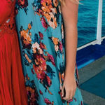 Fourteen & 9th Elegant Floral Maxi Dress in Blue and Red Photo 0