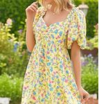 Emma & Michele NWT Cottagecore Dress Floral Puff Sleeve Sunshine Yellow Small Photo 0