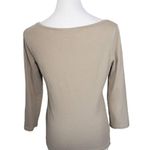 Max Mara Weekend Classic Solid Scoop Neck Long Sleeve Jersey Tee Taupe Tan Large Photo 1