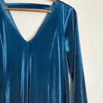 Torrid Blue Velvet Mini Fluted Long Sleeve Dress Photo 4