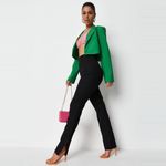 Missguided  Split Hem straight Leg Trousers Black Size 4 Side Zipper high waist Photo 1