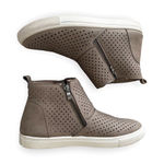 Pierre Dumas  Comfort Foam Perforated Slip On Sneakers High Top Taupe Fast-5 Photo 4
