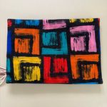 Makeup Junkie, multicolor, vibrant, abstract, make up bag, leather tassel pull Blue Photo 2