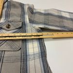 Aerie Shacket Womens Medium Gray Blue White Plaid Flannel Shirt Oversized Photo 7